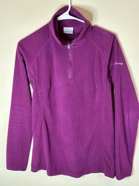 Columbia Women's SMALL Purple Quarter-Zip Fleece Pullover - P2P 20” Length 25”
